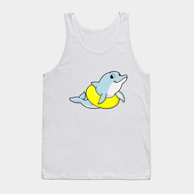 Dolphin at Swimming with Swim ring Tank Top by Markus Schnabel